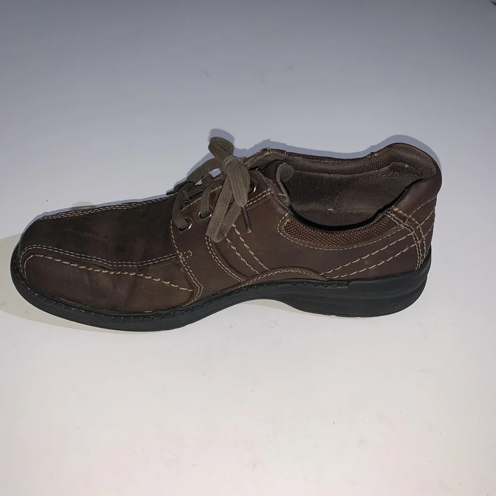 Clarks Shoes Mens Size 8 Brown Leather Lace Up Casual Sneakers Comfort 60605844